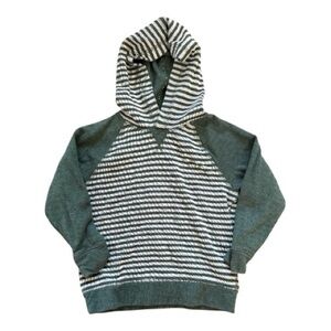 Hanna Andersson Boys Green and White Striped Pullover Hoodie Sweatshirt Size 4
